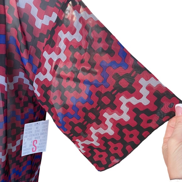 LulaRoe NWT Monroe Kimono with Black Fringe Hem Size 0-12 - Picture 5 of 13